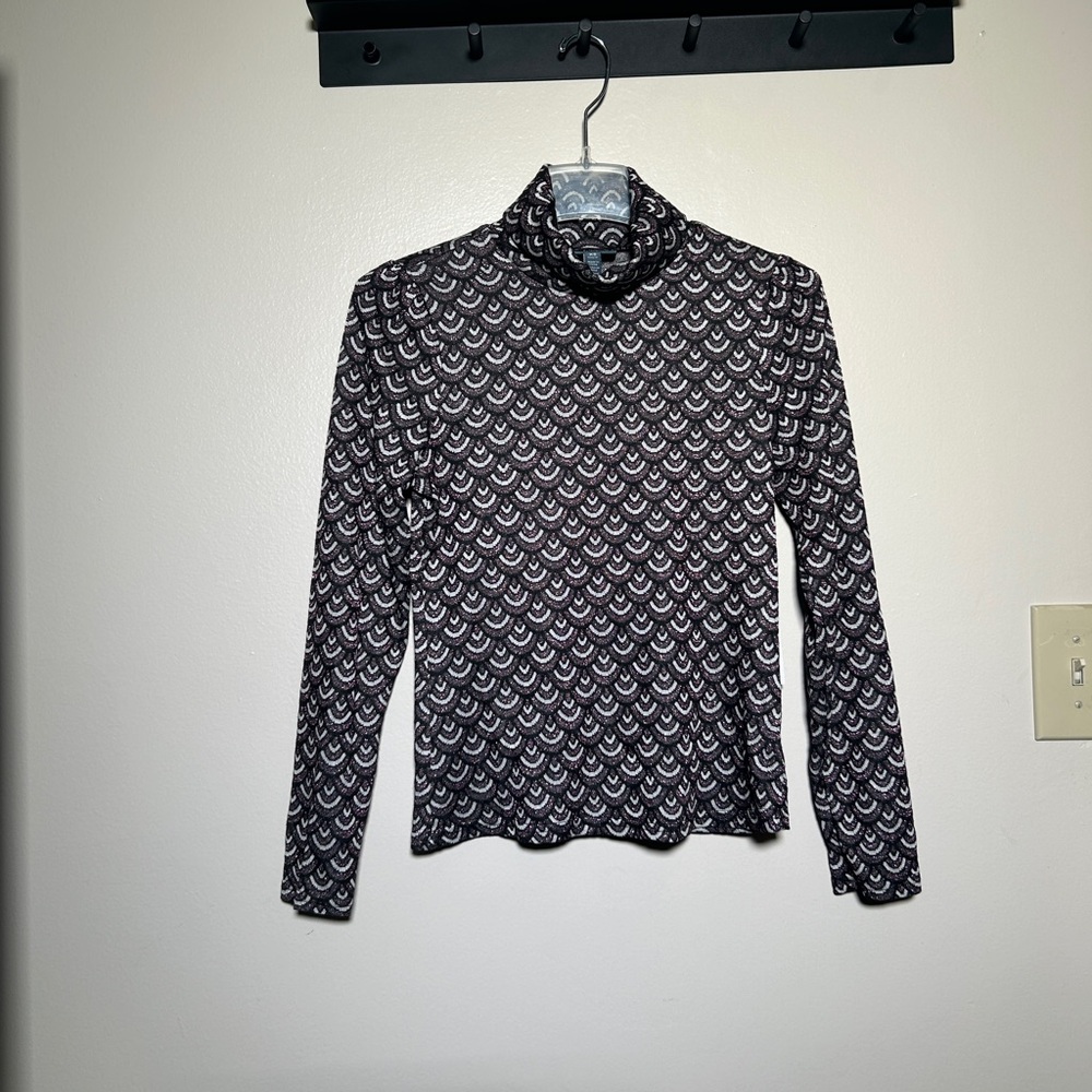 Modcloth Retro Patterned Turtlneck Top